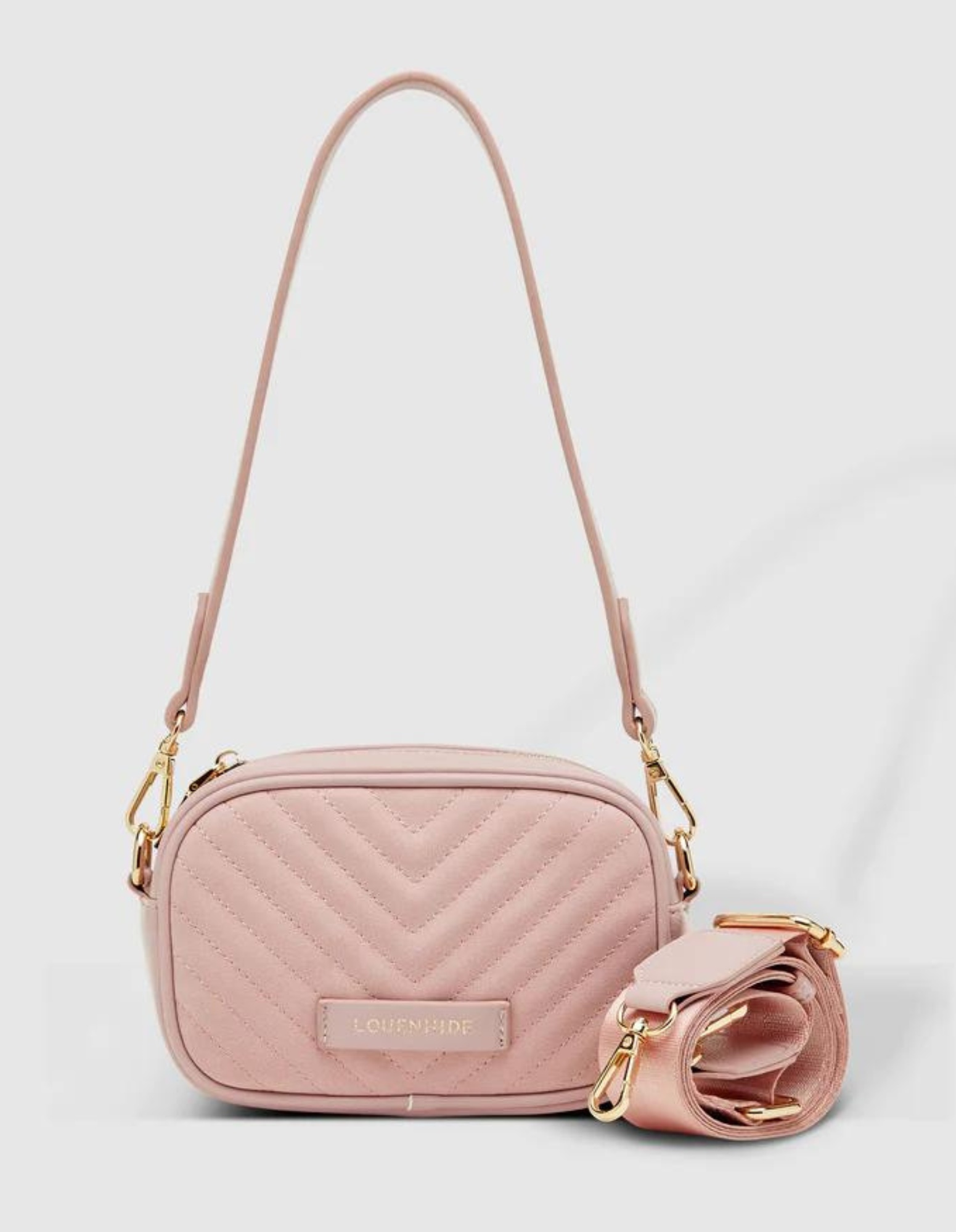 Pink suede top crossbody bag