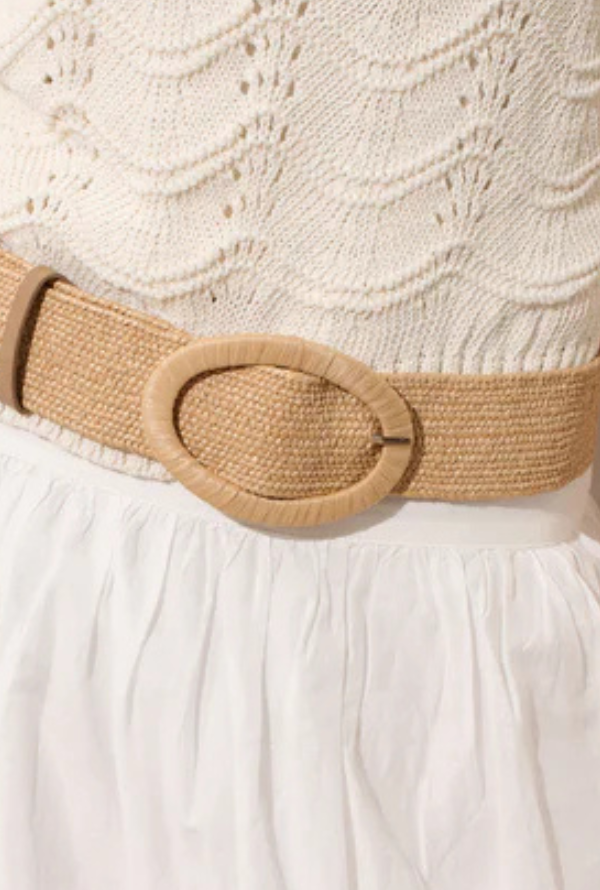 Eve Oval Buckle Belt - Tan