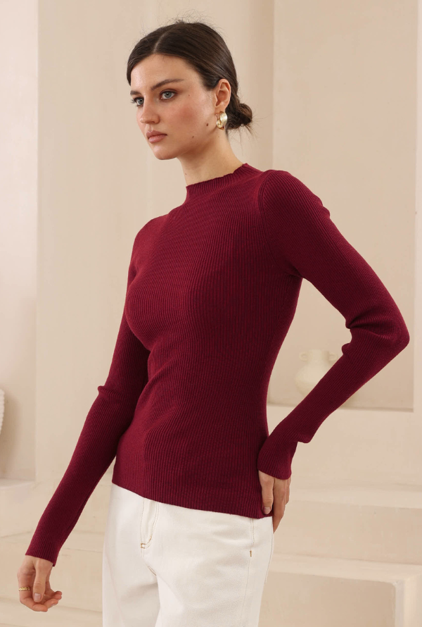 Bel Knit Skivvy - Burgundy