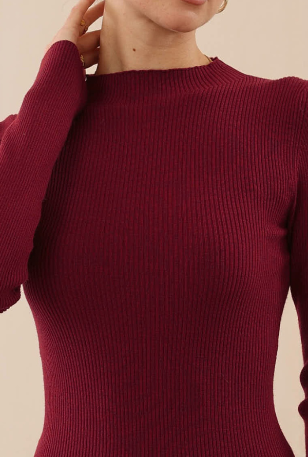 Bel Knit Skivvy - Burgundy