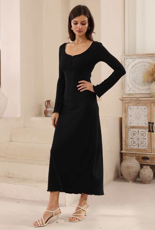 Lexi Midi Knit Dress - Black