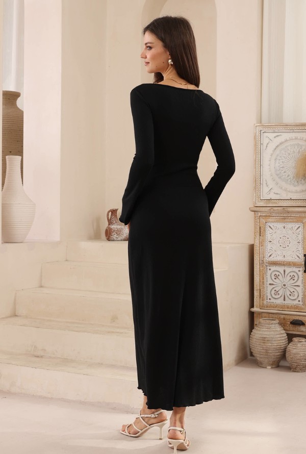Lexi Midi Knit Dress - Black