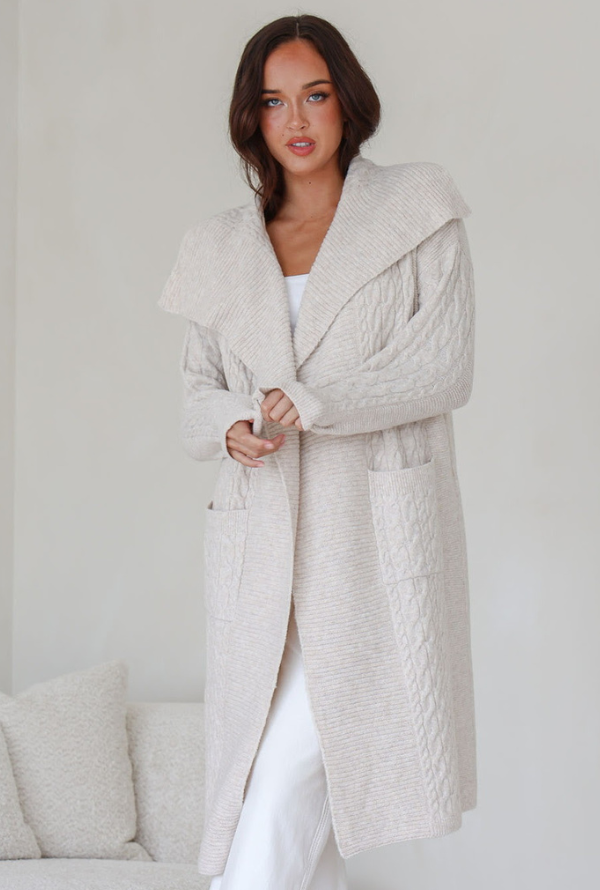 Alice Cable Cardigan - Latte