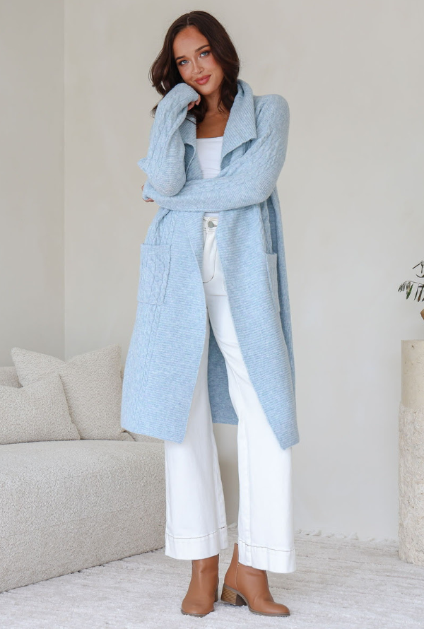 Alice Cable Cardigan - Blue