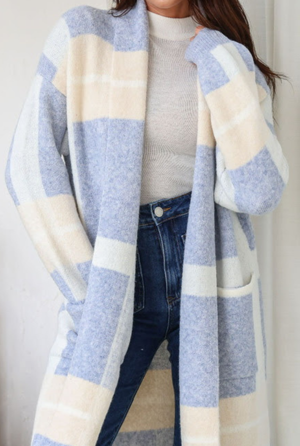 Evelyn Coatigan - Blue/Latte