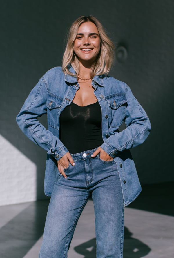 Jayda Denim Shacket - Mid Blue
