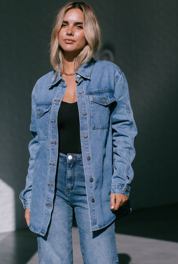 Jayda Denim Shacket - Mid Blue
