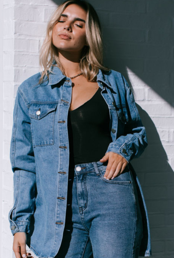 Jayda Denim Shacket - Mid Blue
