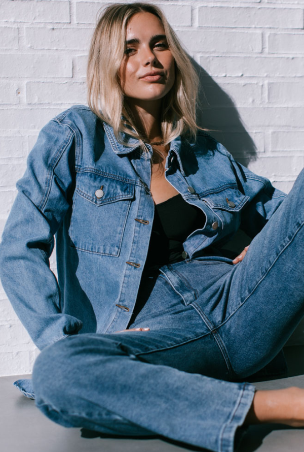 Jayda Denim Shacket - Mid Blue