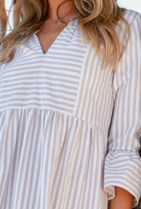 Mediterranean Dress - Latte Stripe
