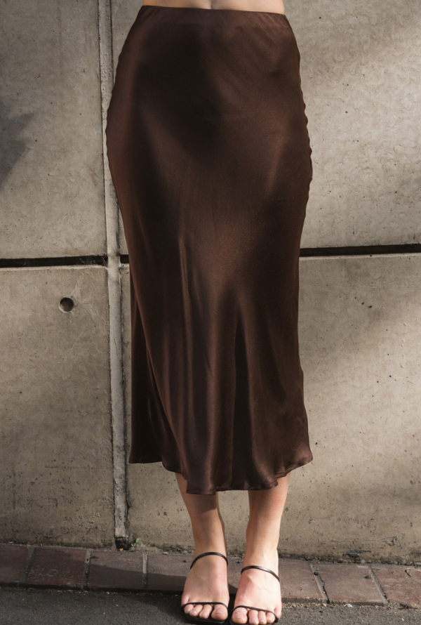 Lara Satin Skirt - Chocolate