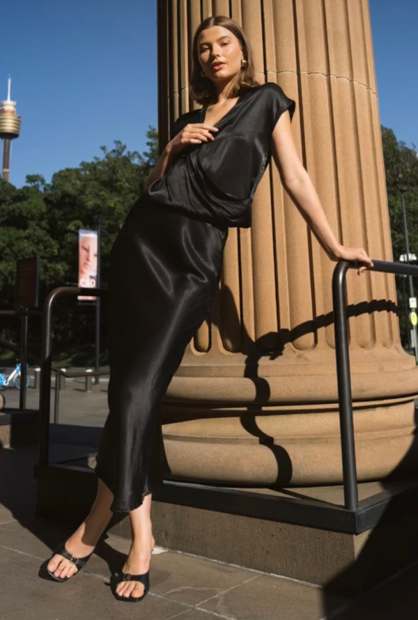 Lara Satin Skirt - Black