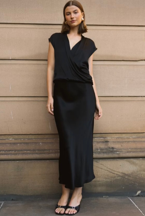 Lara Satin Skirt - Black