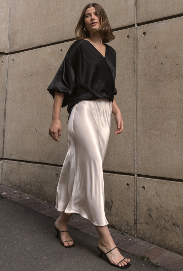 Lara Cross Over Blouse - Black