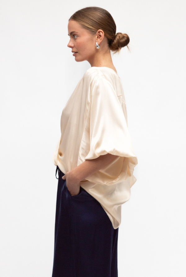Lara Cross Over Blouse - Cream