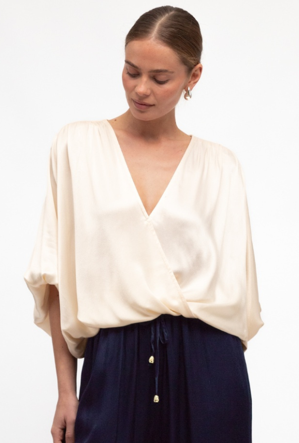 Lara Cross Over Blouse - Cream