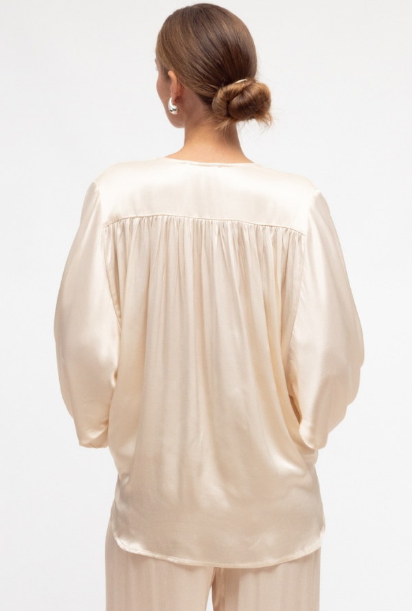 Lara Cross Over Blouse - Cream
