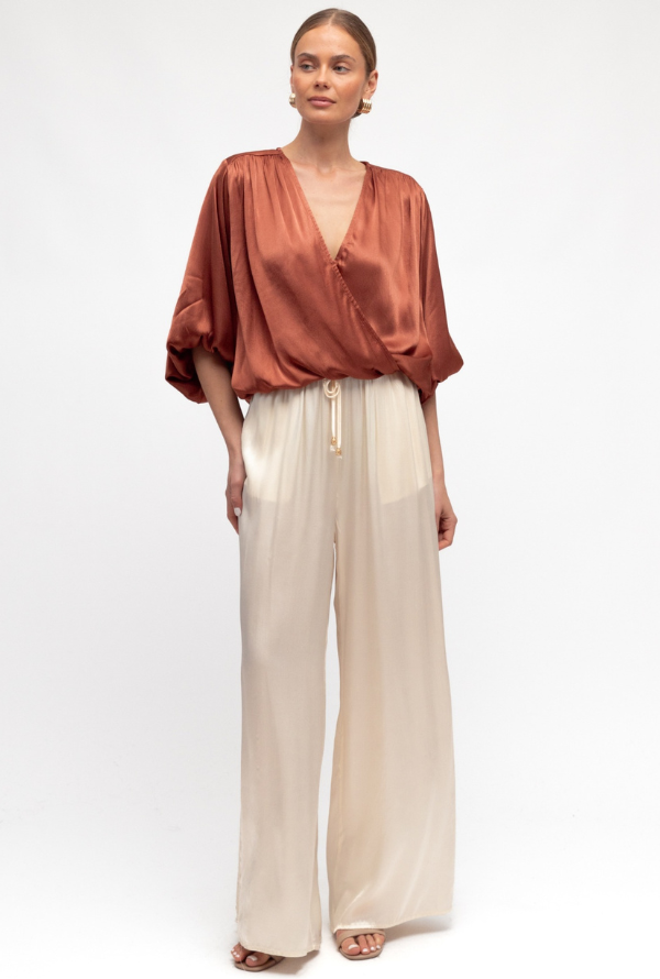 Lara Cross Over Blouse - Rust