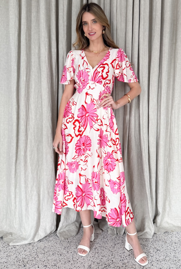 Holly Midi - Pink/Red