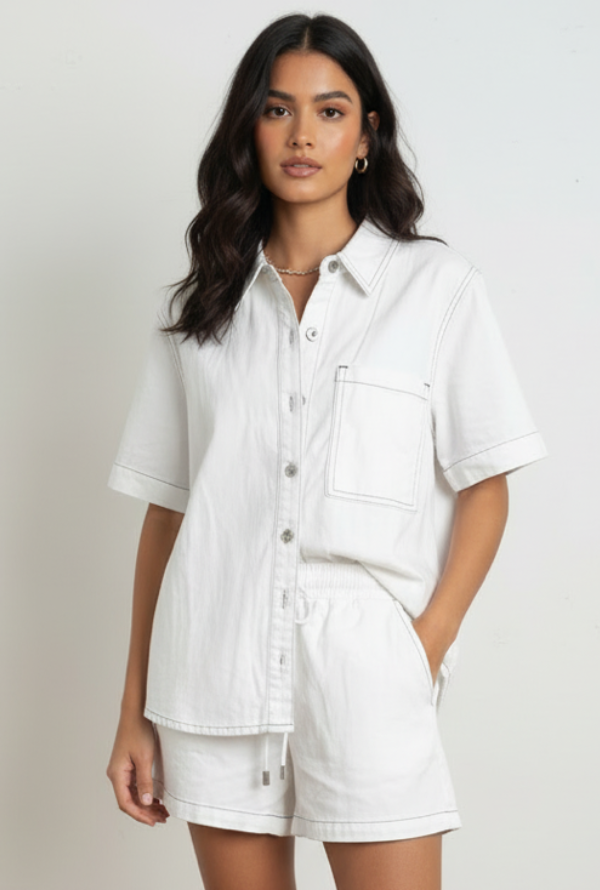Olivia Denim S/S Shirt - White