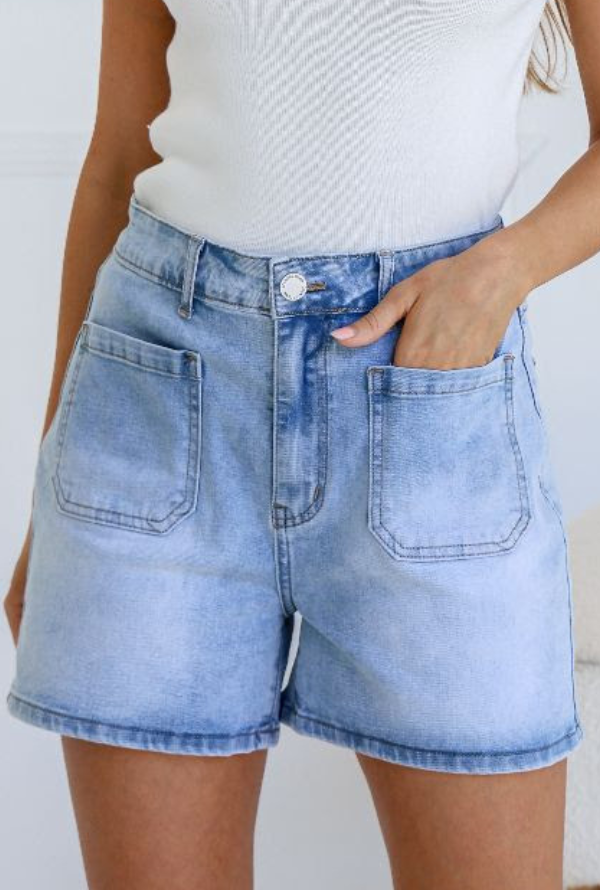 Tia Denim Shorts - Light Blue Denim