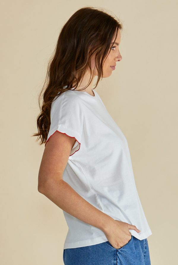 Sloan Scallop Tee - White