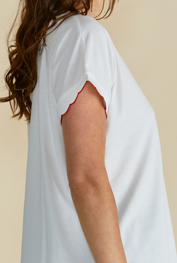 Sloan Scallop Tee - White