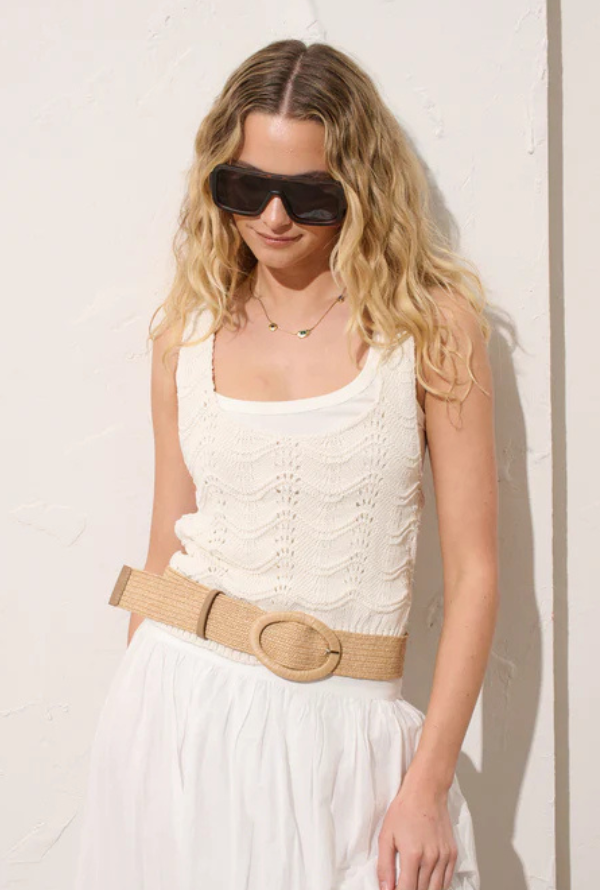 Eve Oval Buckle Belt - Tan