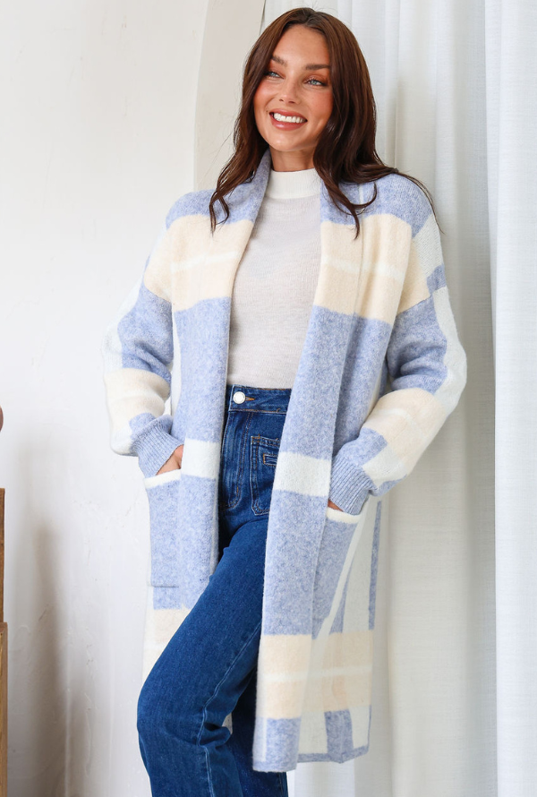 Evelyn Coatigan - Blue/Latte