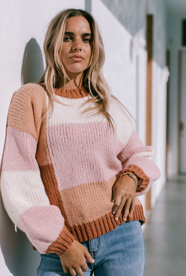 Brooke Knit - Tan/Soft Tan/ Blush