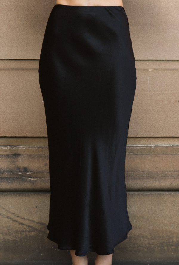 Lara Satin Skirt - Black