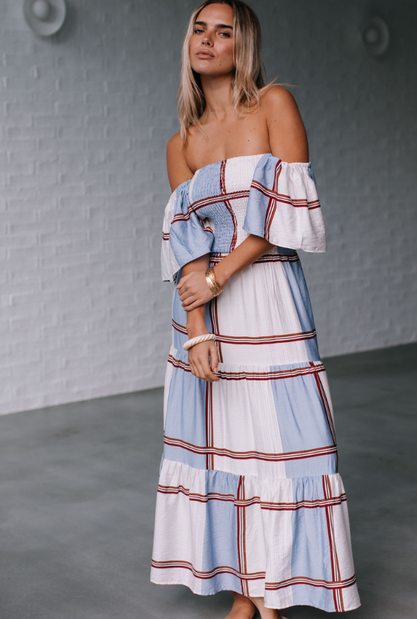 Ambre Maxi - White/Blue/Burgundy