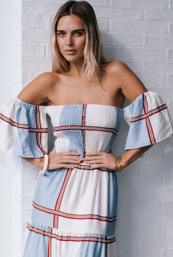 Ambre Maxi - White/Blue/Burgundy