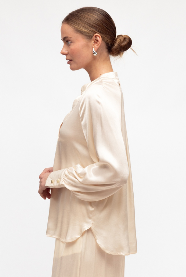 Valari Satin Blouse - Cream