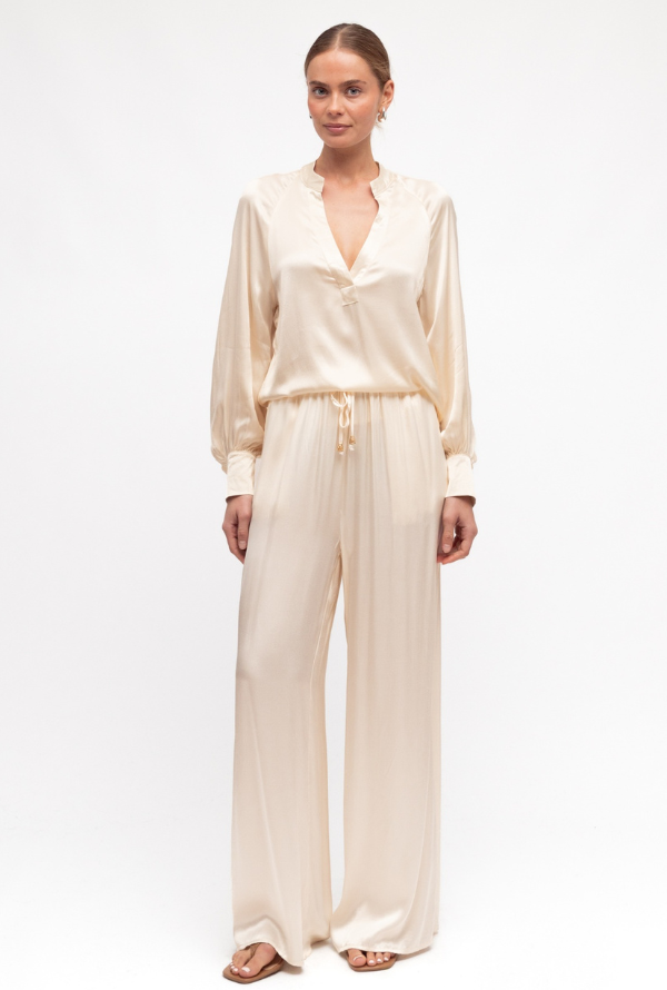 Valari Satin Blouse - Cream