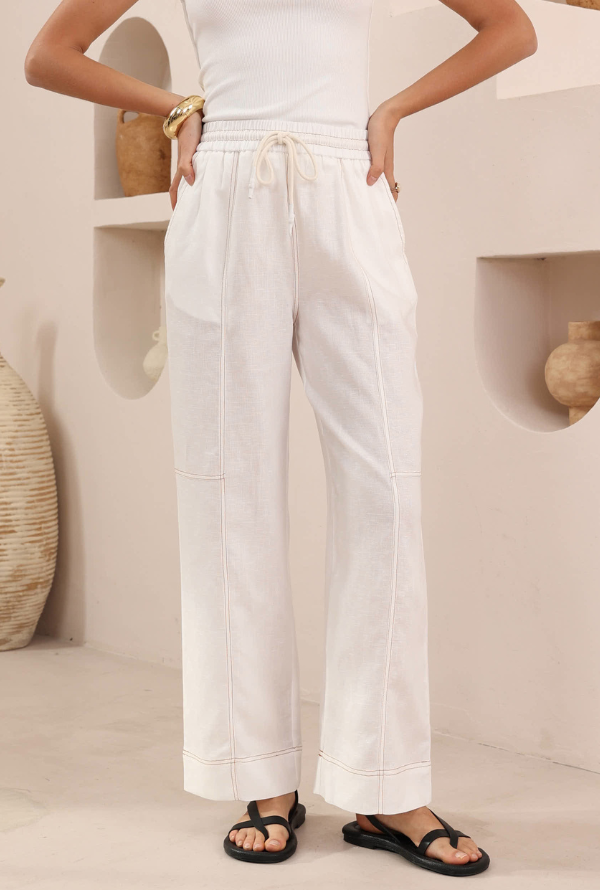 Jacinta Linen Pants - White