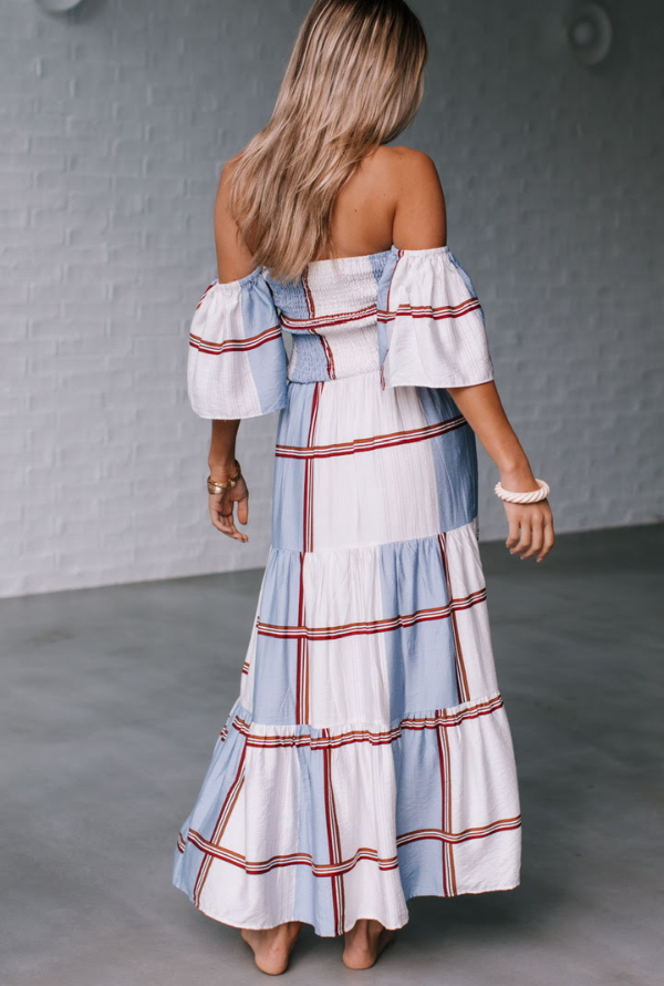 Ambre Maxi - White/Blue/Burgundy