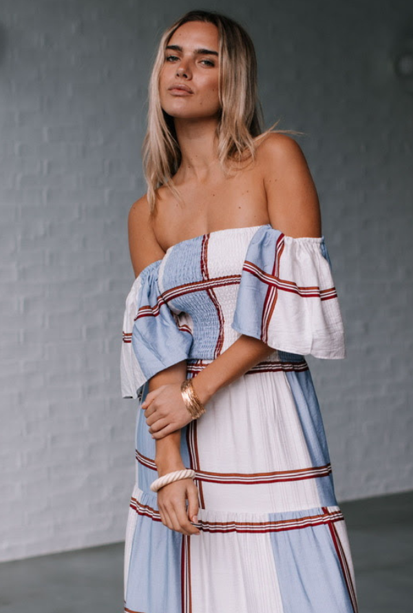 Ambre Maxi - White/Blue/Burgundy