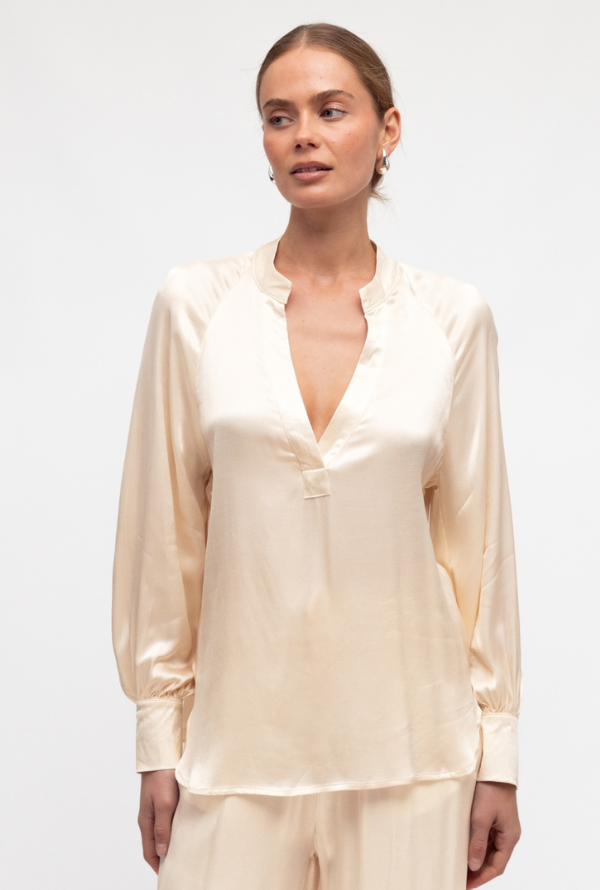 Valari Satin Blouse - Cream