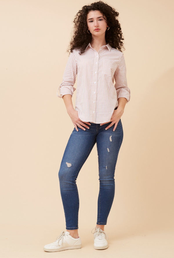 Delta Striped Shirt - Oat
