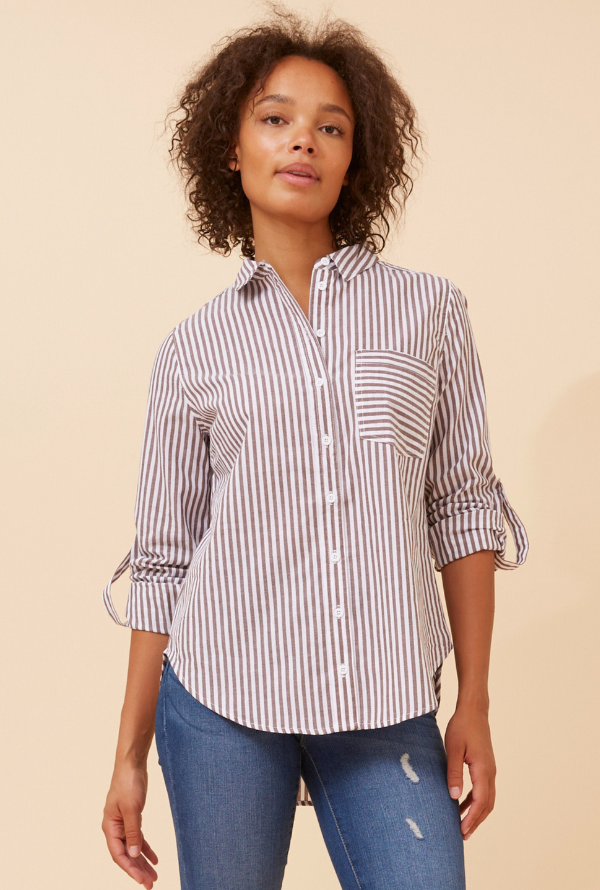 Delta Striped Shirt - Chocolate