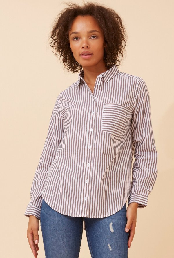 Delta Striped Shirt - Chocolate