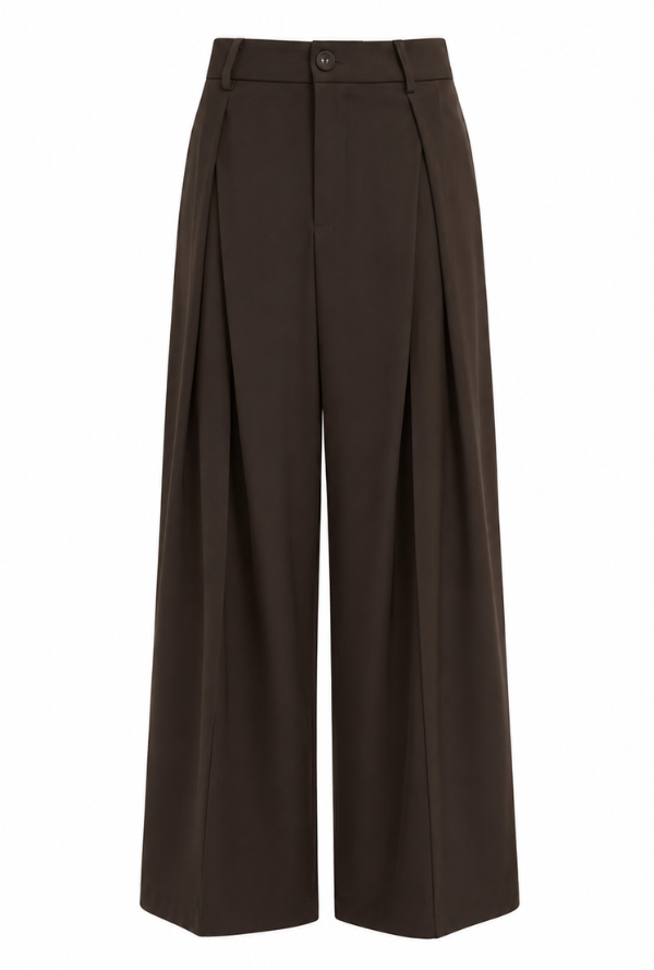 Bella Pleat Pant - Chocolate
