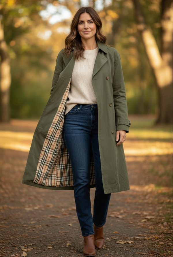 Camden Tencel Trench - Khaki