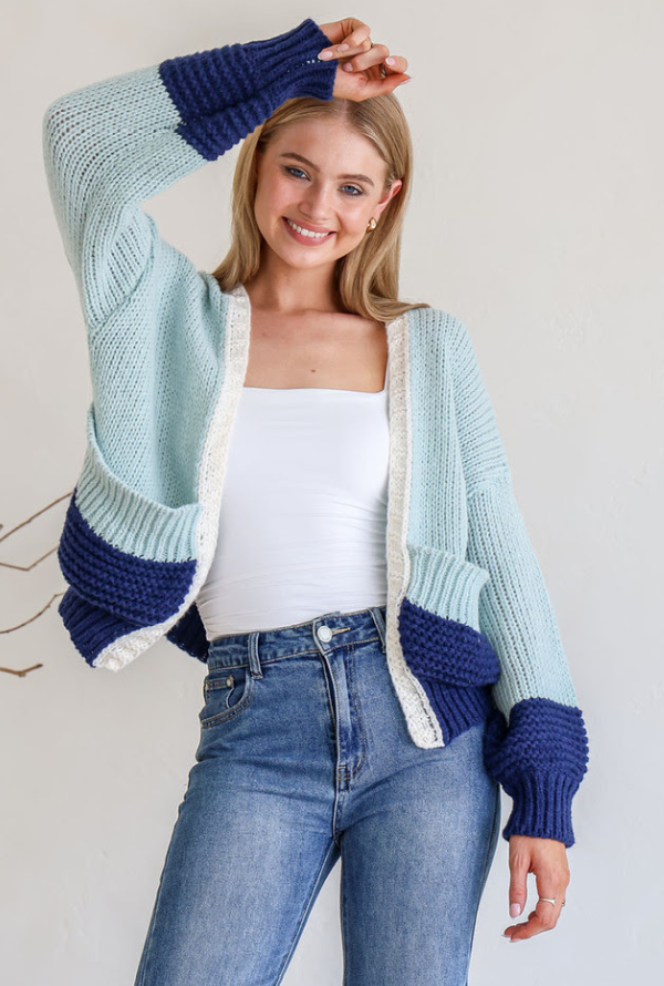 Charlotte Cardigan - Teal/Royal Blue