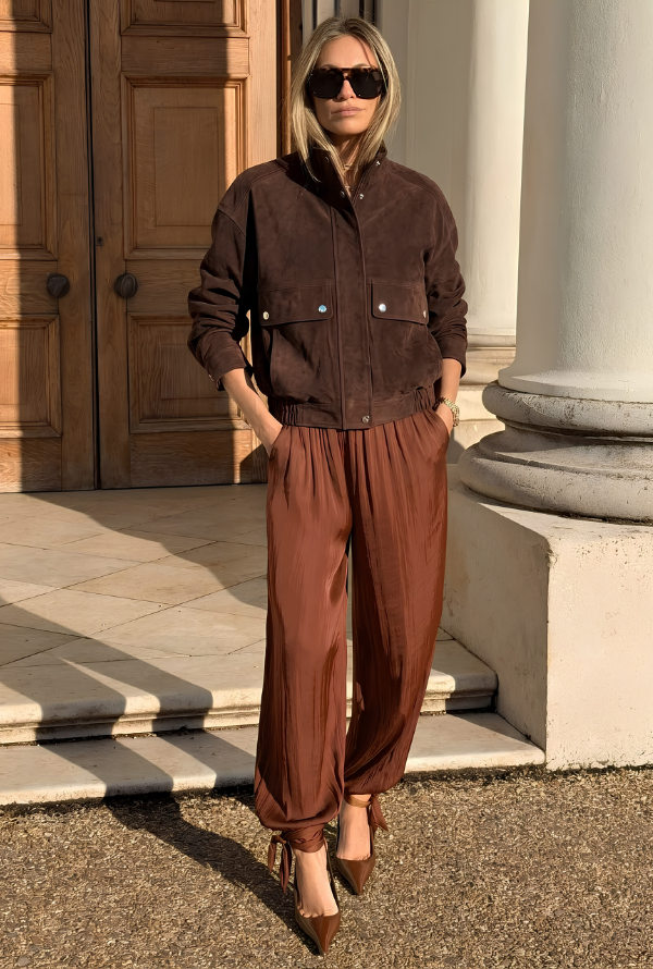 Percy Suede Bomber - Chocolate