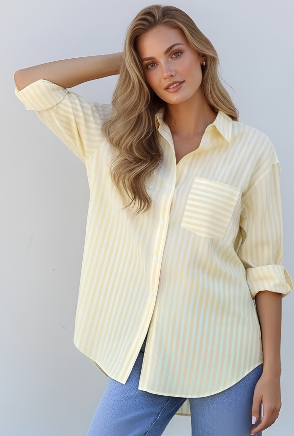 Sienna Shirt - Lemon/White