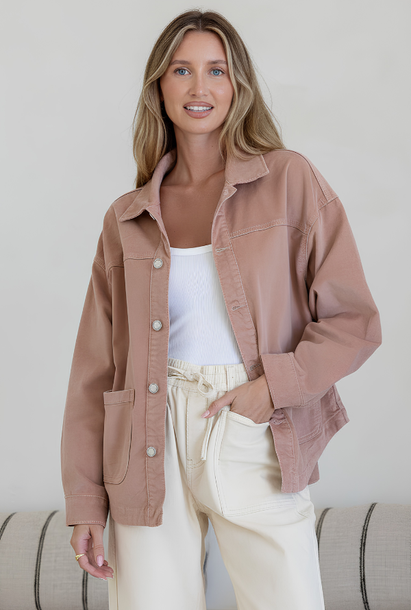 Taylor Cord Shacket - Blush