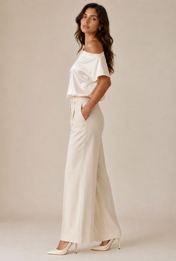 Belle Satin Top - Ivory