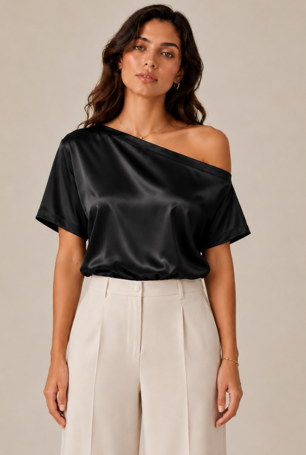 Belle Satin Top - Black